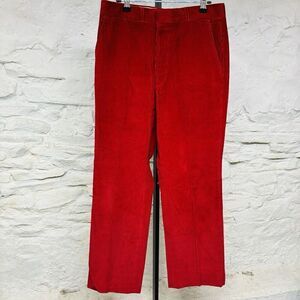 Vintage 60s 70s Corbin Red Corduroy Straight Leg Pants Trousers Golf 30 x 30